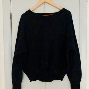 Crew Neck Boyfriend Sweater in Navy Blue.